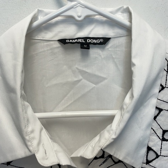 Samuel Dong white geometric print button down - Picture 2 of 5